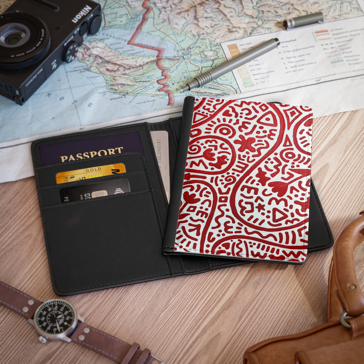 Pop+Art Passport Cover — Travel Passport Holder with Hand-Drawn Pattern